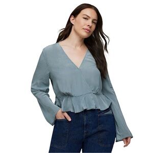 Madewell Light Blue V-Neck Peplum Blouse